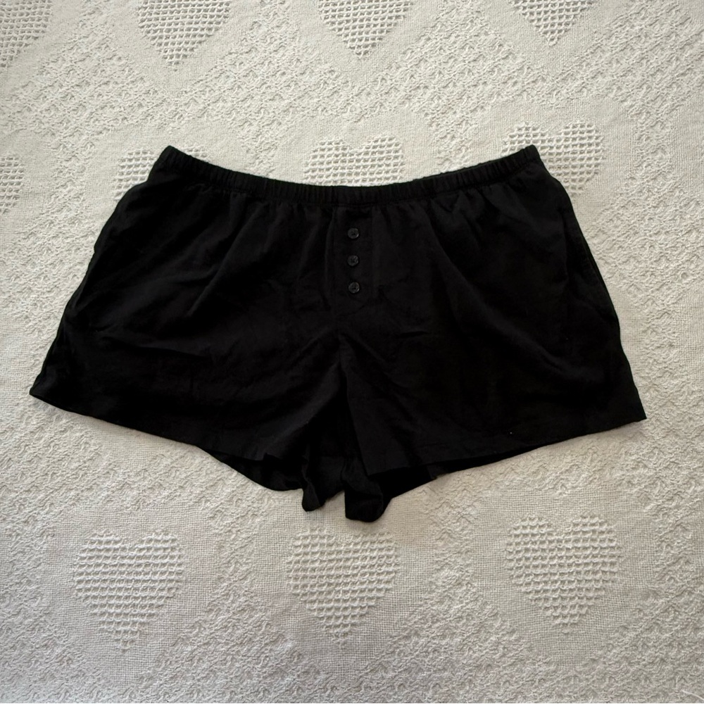 No Boundaries Button Front Black Sleep Boxer Pajamas (M)